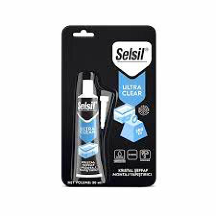 SELSİL-3987 ULTRA CLEAR KRİSTAL ŞEFFAF MONTAJ YAPIŞTIRICI ( METAL & CAM & PLS.& AHŞAP & BETON ) TÜP 50ML*12=K