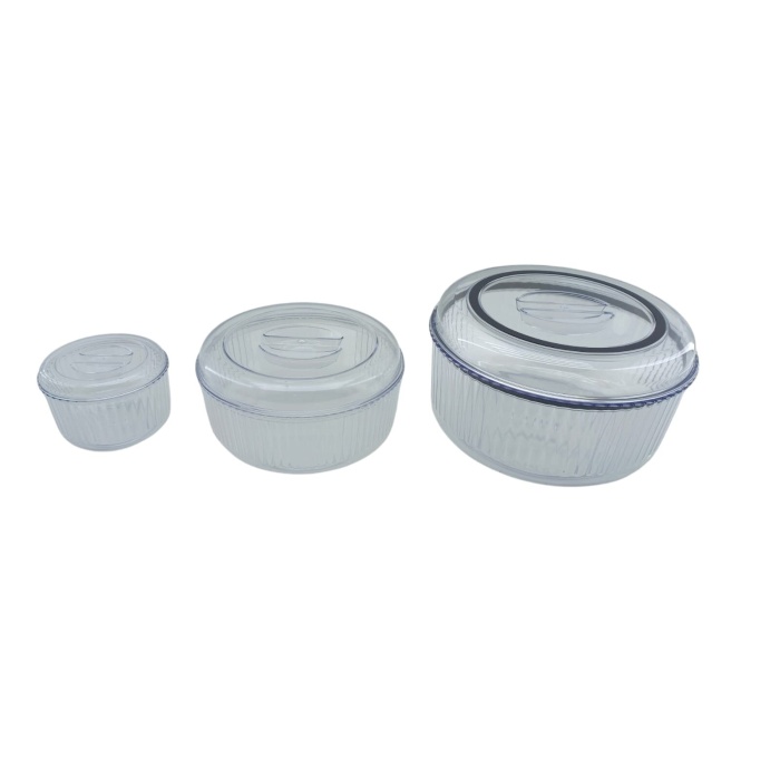 (    ) CRYSTAL WARE F-402 ( 3PCS SET ) ( YUVARLAK & 4750ML ) SAKLAMA KABI ( MİKA & KRİSTAL PLASTİK )*12=K