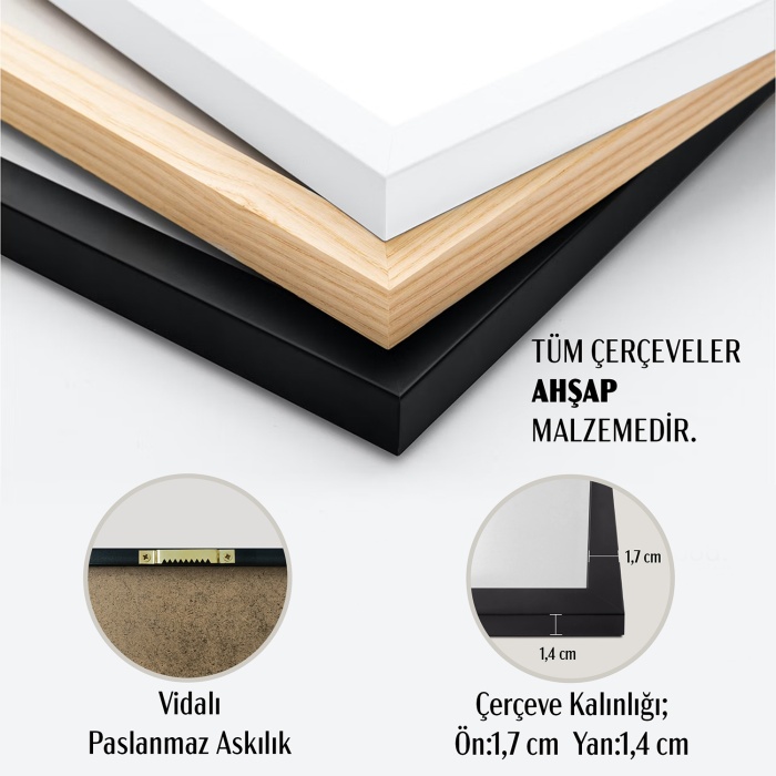 HOMEPACK AHŞAP ÇERÇEVELİ TEK PARÇA TABLO POSTER TABLO TK/720