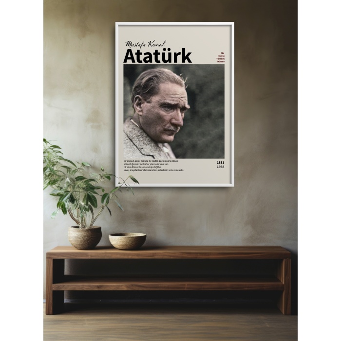 HOMEPACK AHŞAP ÇERÇEVELİ (tüm renkler) ATATÜRK TABLO  POSTER TABLO SETİ ATA/010