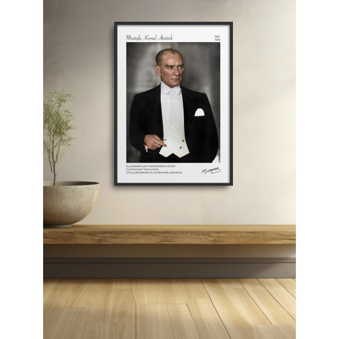 HOMEPACK AHŞAP ÇERÇEVELİ (tüm renkler) ATATÜRK TABLO  POSTER TABLO SETİ ATA/012