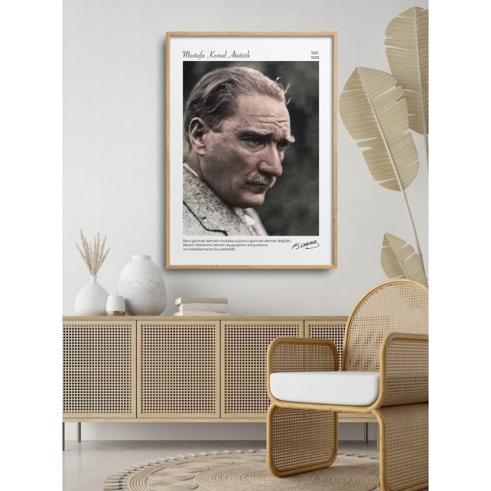 HOMEPACK AHŞAP ÇERÇEVELİ (tüm renkler) ATATÜRK TABLO  POSTER TABLO SETİ ATA/015