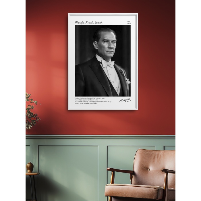 HOMEPACK AHŞAP ÇERÇEVELİ (tüm renkler) ATATÜRK TABLO  POSTER TABLO SETİ ATA/016