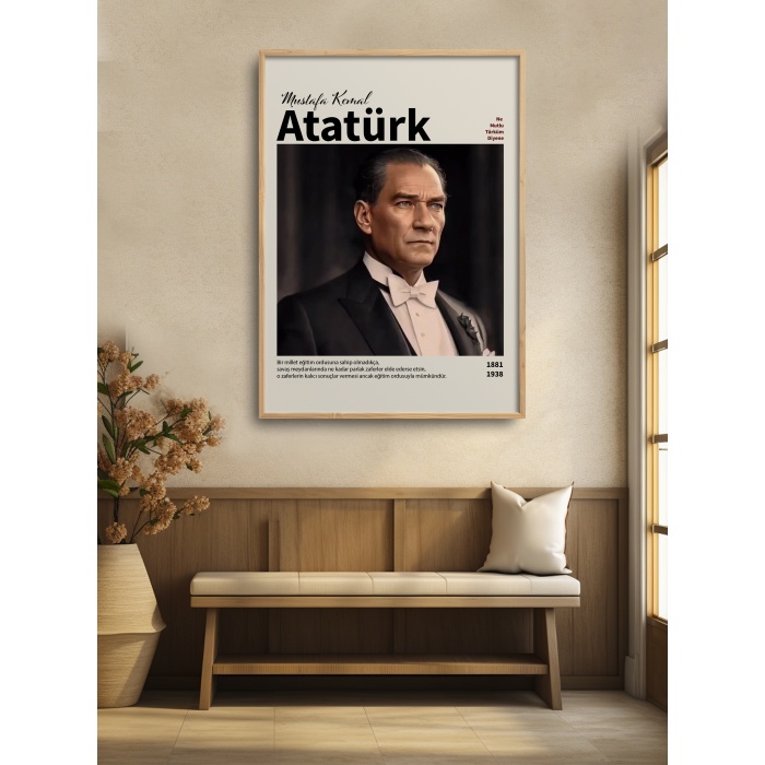 HOMEPACK AHŞAP ÇERÇEVELİ (tüm renkler) ATATÜRK TABLO  POSTER TABLO SETİ ATA/017