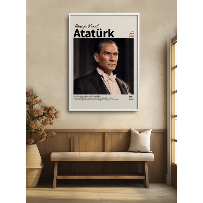 HOMEPACK AHŞAP ÇERÇEVELİ (tüm renkler) ATATÜRK TABLO  POSTER TABLO SETİ ATA/017