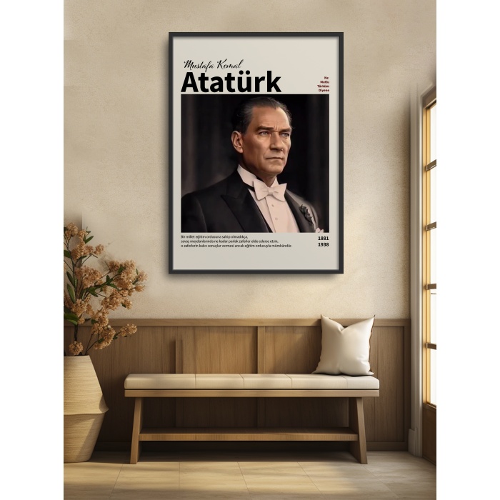 HOMEPACK AHŞAP ÇERÇEVELİ (tüm renkler) ATATÜRK TABLO  POSTER TABLO SETİ ATA/017