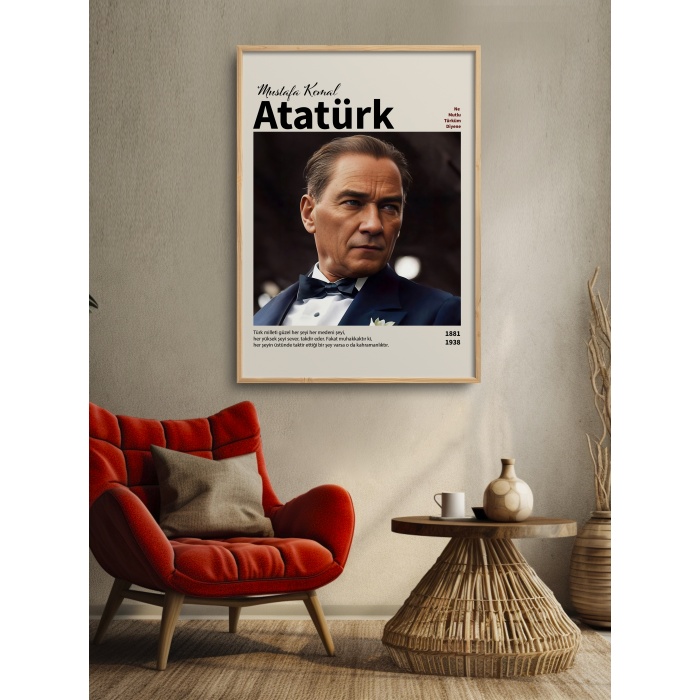 HOMEPACK AHŞAP ÇERÇEVELİ (tüm renkler) ATATÜRK TABLO  POSTER TABLO SETİ ATA/018