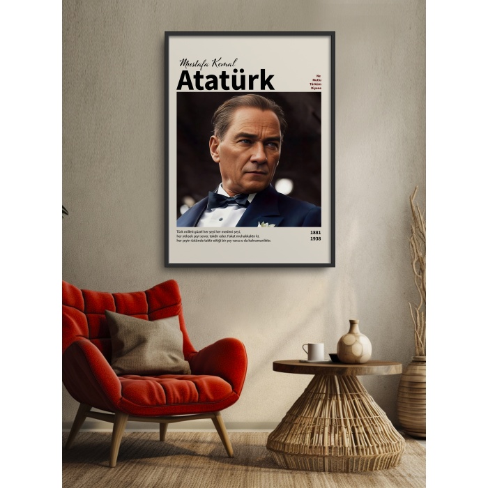 HOMEPACK AHŞAP ÇERÇEVELİ (tüm renkler) ATATÜRK TABLO  POSTER TABLO SETİ ATA/018