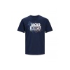 Erkek Baskılı Lacivert Bisiklet Yaka T-Shirt