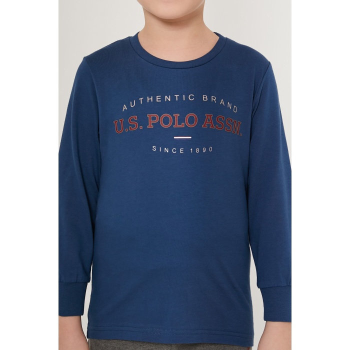 U.S. Polo Assn Shine 1890 Koyu Mavi Erkek Çocuk Uzun Kol Pijama Takım