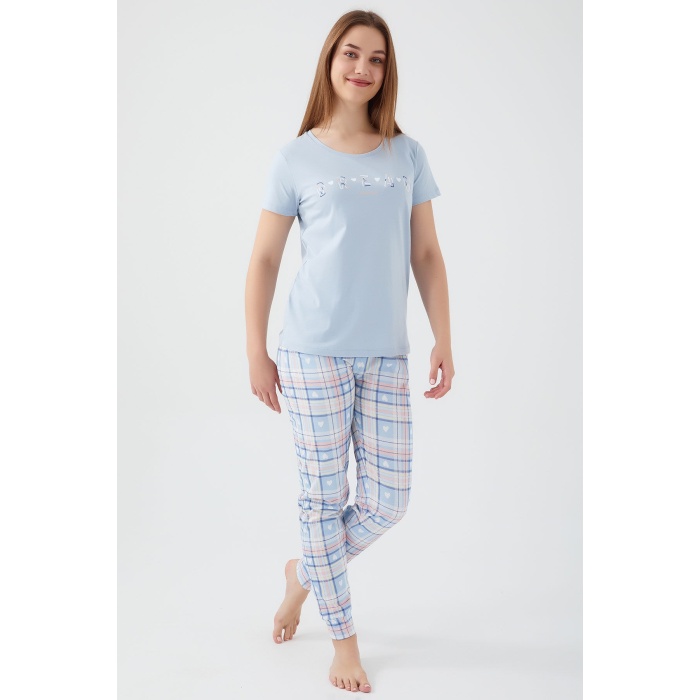Dream Mavi Kadın Kısa Kol Pijama Takım