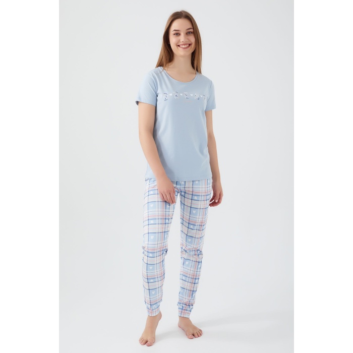 Dream Mavi Kadın Kısa Kol Pijama Takım