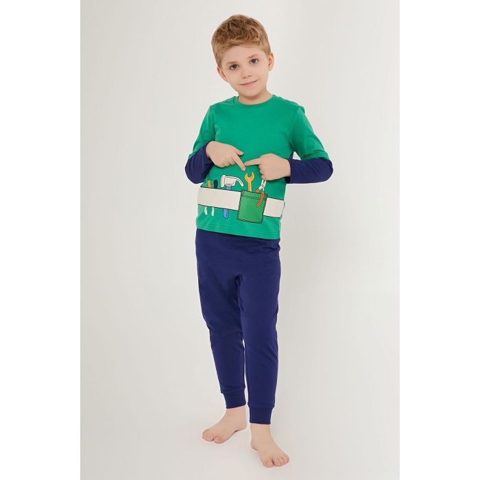 Tool Team Yeşil Erkek Çocuk Uzun Kol Pijama Takım