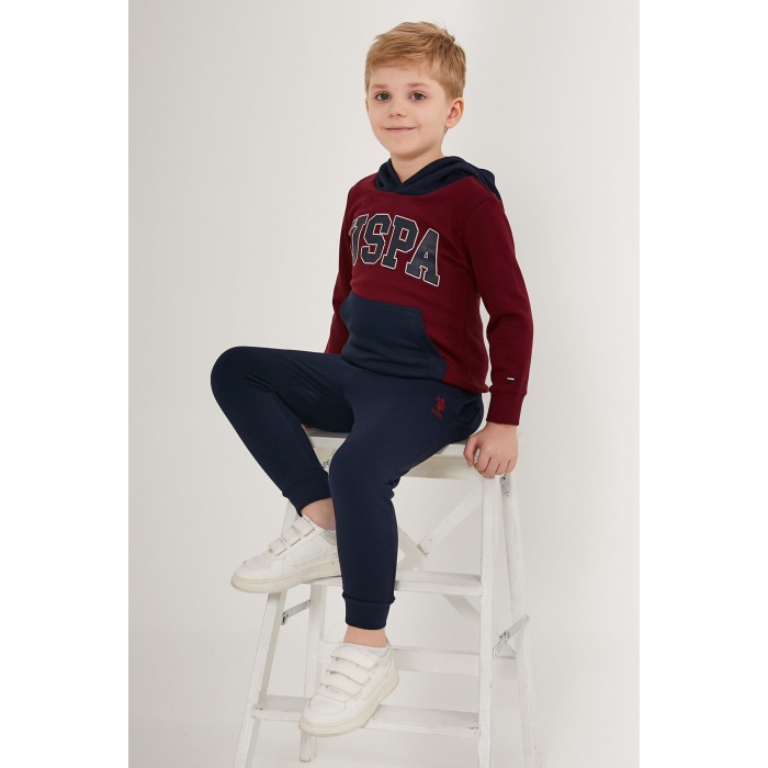 U.S. Polo Assn Pocket Suit Bordo Erkek Çocuk Eşofman Takımı