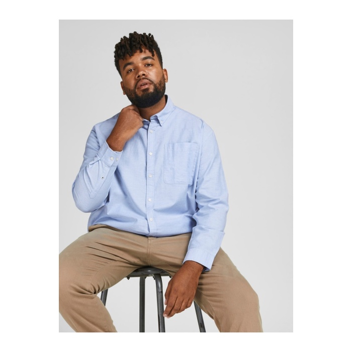 Jack&jones Büyük Beden Açık Mavi Erkek Oxford Gömlek 12190444