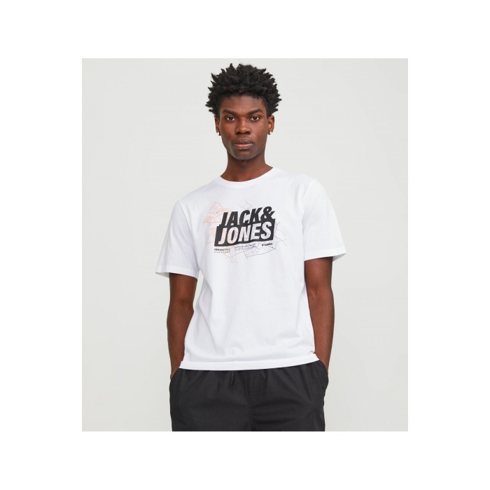 Erkek Baskılı Beyaz Bisiklet Yaka T-Shirt