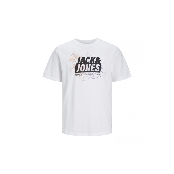 Erkek Baskılı Beyaz Bisiklet Yaka T-Shirt