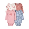 Carters Kız Bebek Uzun Kollu Body Set 4lü Paket 1R700310 Renkli