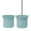 OiOi Ham+Hüp Pipetli Silikon Bardak Seti Aqua Green / Powder Grey