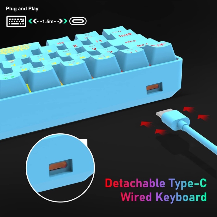 Mekanik 19 Rgb Usb-C Kablolu Mini Oyun Klavyesi T60