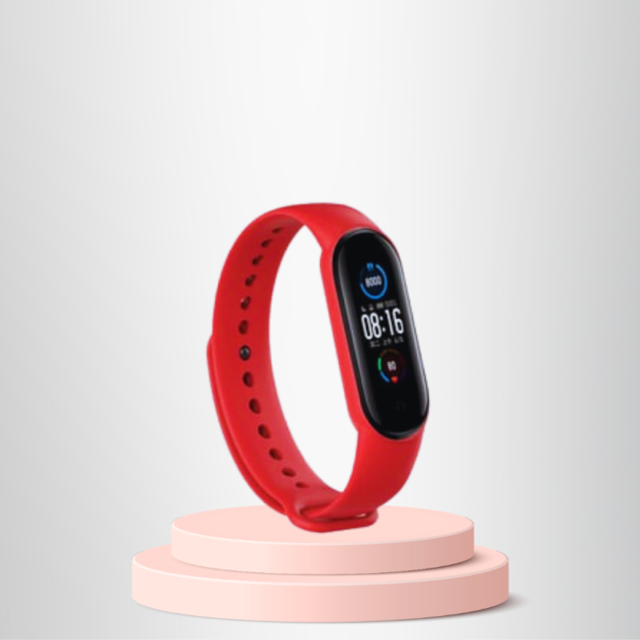 Mi Band 5-6 Uyumlu Silikon Kordon M5-M6 Uyumlu KIRMIZI