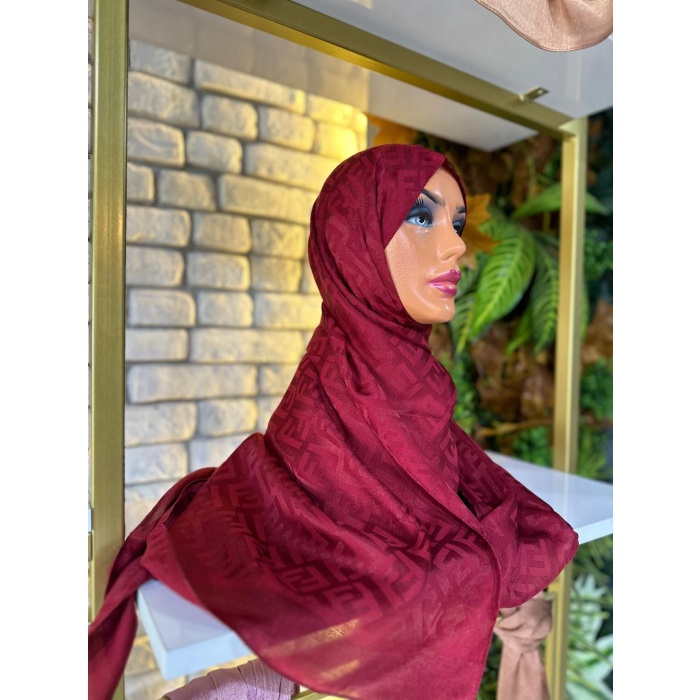 Kadın Şal Jakar Kumaş  75 X 185 cm F Model Bordo