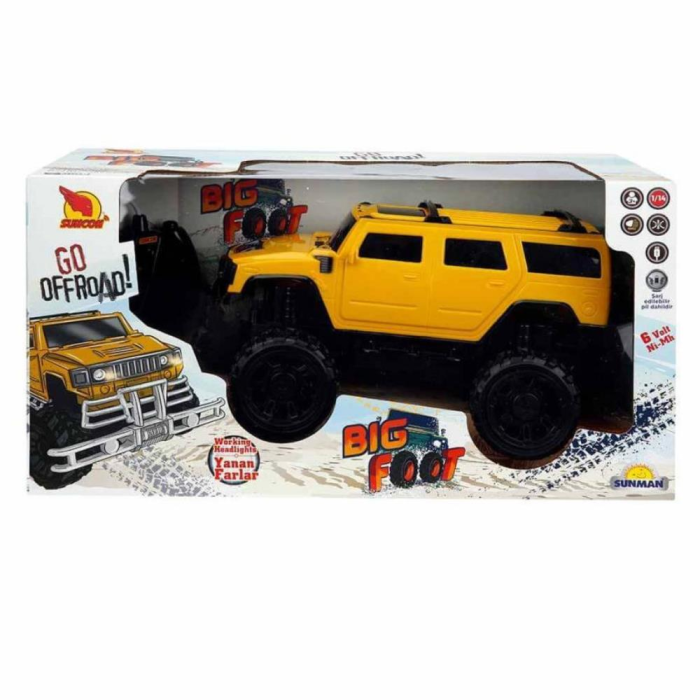 1:14 Uzaktan Kumandalı Big Foot Usb Şarjlı Hummer 34 cm. - Sarı