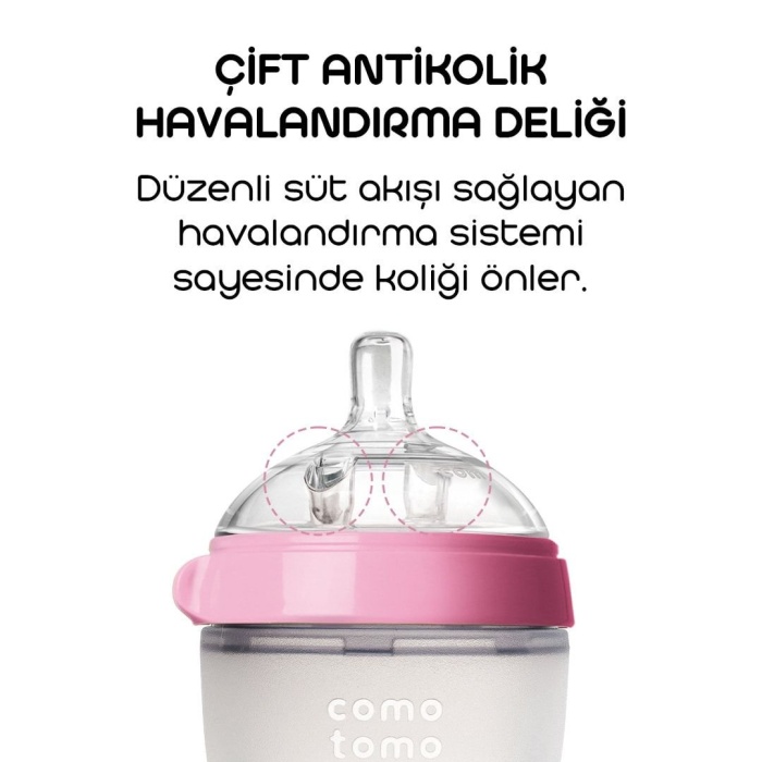 Comotomo Antikolik Silikon Biberon 150ml 0-3 Ay Pembe