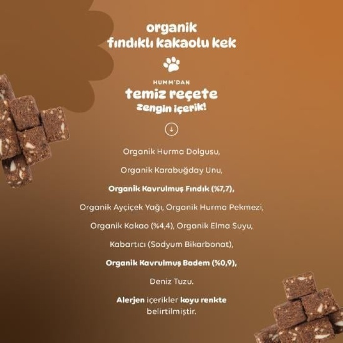 Humm Organik Fındıklı Kakaolu Vegan Kek 30 Gr