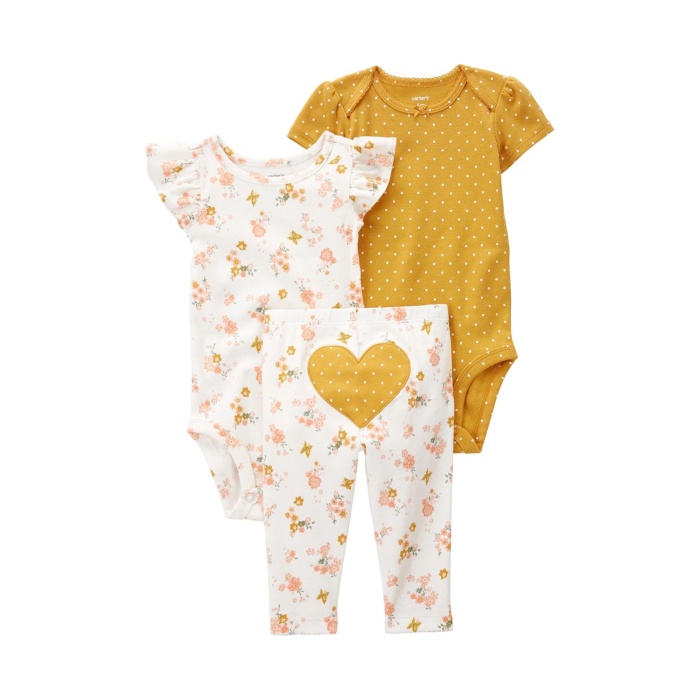 Carters Layette Kız Bebek 3Lü Set 1P596810 Karışık Renkli