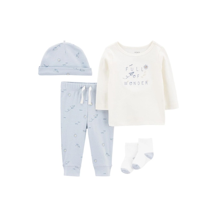 Carters Layette Erkek Bebek 4Lü Set 1P600110 Karışık Renkli