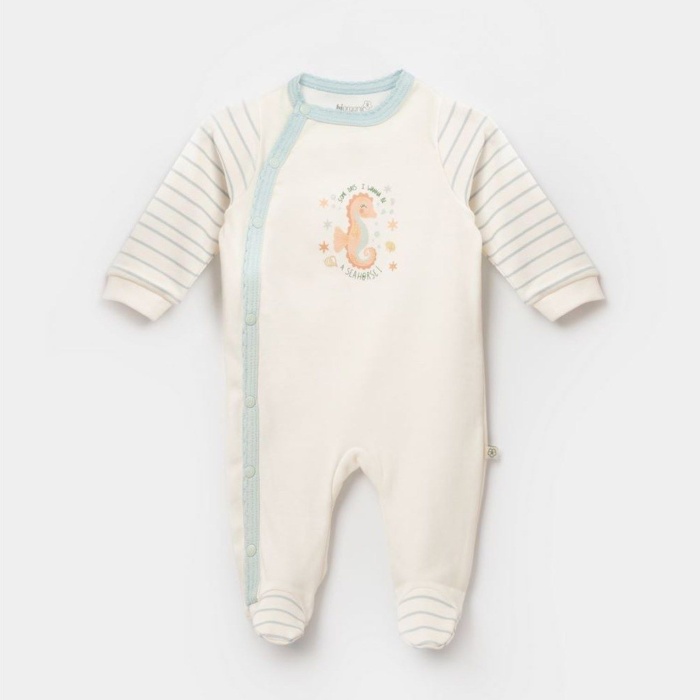 Bibaby Biorganic Save The Seahorse Newborn Bebek Tulum 60756 Bej-Mint