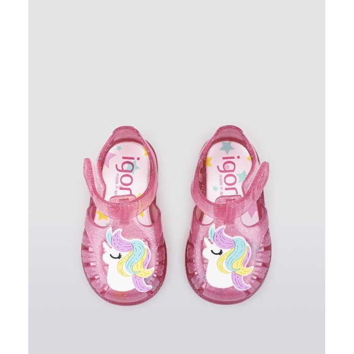 İgor Tobby Gloss Unicornio Sandalet S10309 Fucsia Glitter