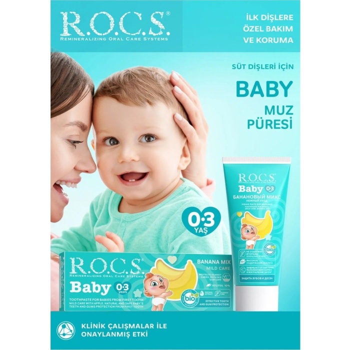 R.O.C.S.Bebek Diş Macunu Muz Püresi Tadında 0-3 Yaş 45 Gr