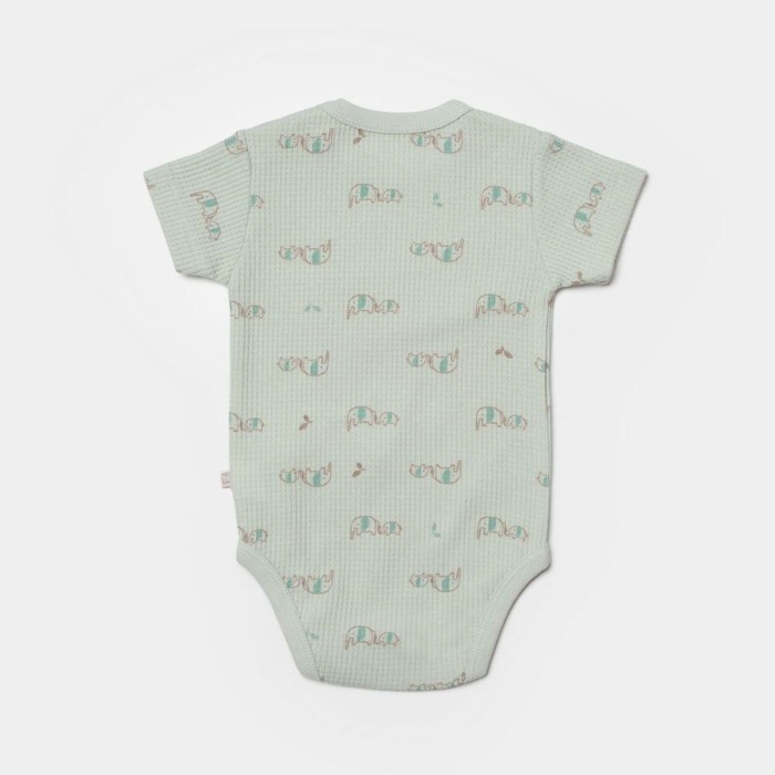 Bibaby Biorganic Waffle I Love My Mama Kısa Kol Body 56982 Bej-Mint