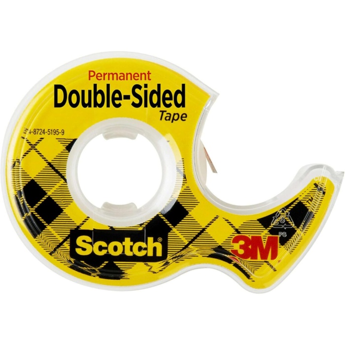 Scotch Dispenserli Çift Taraflı Astarsız Bant, Dar Genişlik, Tutma İçin Tasarlanmış, 1.28 X 250 İnç (136)