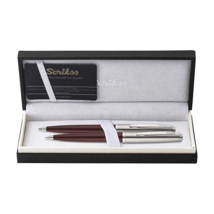 Scrikss Metropolis 78 Bordo Tükenmez Kalem Ve Mekanik Kurşun Kalem İkili Set