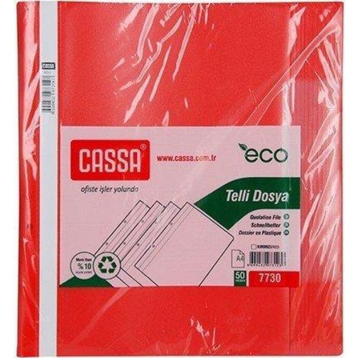 Cassa 7730 | Telli Dosya Plastik Eco A4 Kırmızı