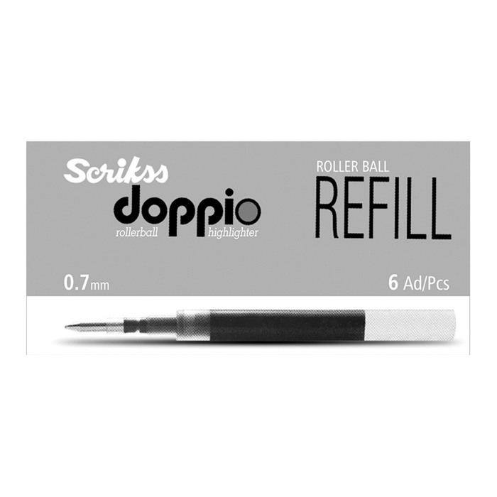 Scrikss Doppio Roller Refil Siyah 6lı Paket