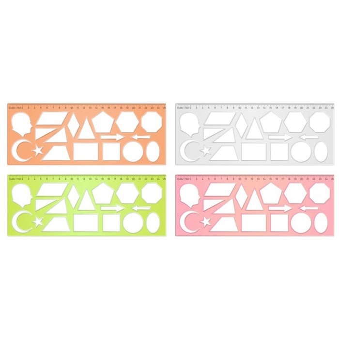 Hatas Geometrik Şablon Cetvelli Atatürklü 25 Cm 02285