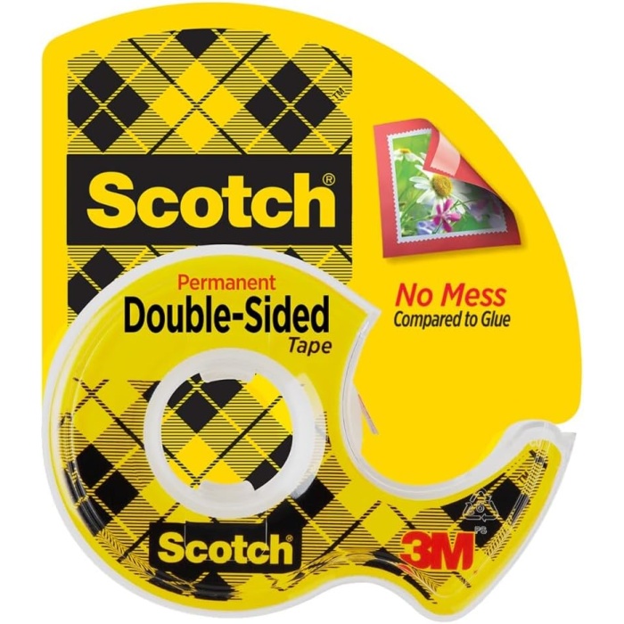 Scotch Dispenserli Çift Taraflı Astarsız Bant, Dar Genişlik, Tutma İçin Tasarlanmış, 1.28 X 250 İnç (136)