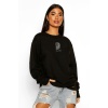 Trend Nice Oversize Plato Baskılı Siyah Sweatshirt