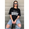 Siyah Baskılı Oversize Kadın T-shirt Unisex