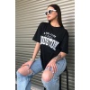 Siyah Baskılı Oversize Kadın T-shirt Unisex