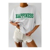 Kadın Happıness Baskılı Oversize Tshirt