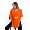 Baskılı Turuncu Oversize Unisex Tshirt