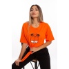 Baskılı Turuncu Oversize Unisex Tshirt