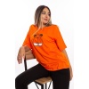 Baskılı Turuncu Oversize Unisex Tshirt