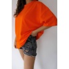 Unisex Orange Turuncu Bisiklet Yaka Pamuk Oversize