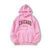 Unisex Kapüşonlu Pembe Renk Chicago Baskılı Hoodie